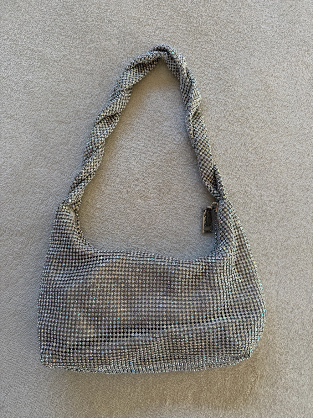 Silver Crystal-Embellished Women's Shoulder Bag - Picture 3 of 8